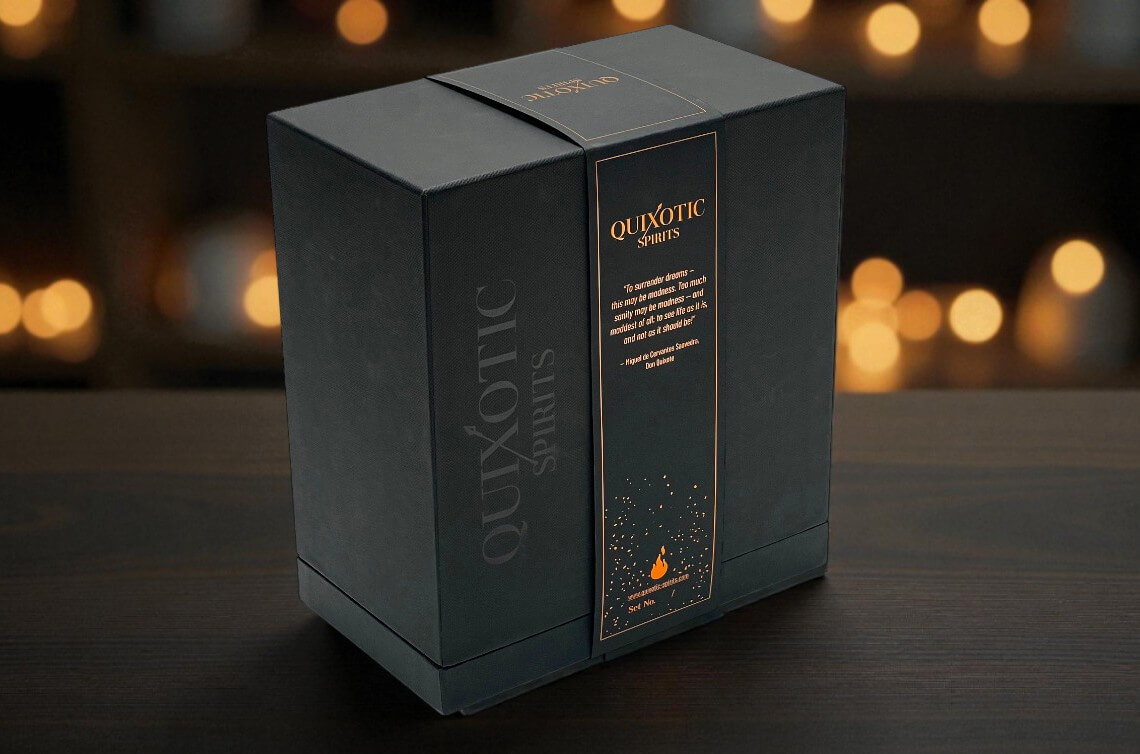 Luxe doos van massief karton voor premium drankverpakking met foliedruk